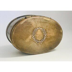 Antique Heintz Sterling Silver on Bronze Stamp Box Oval Hinged Divided 1912